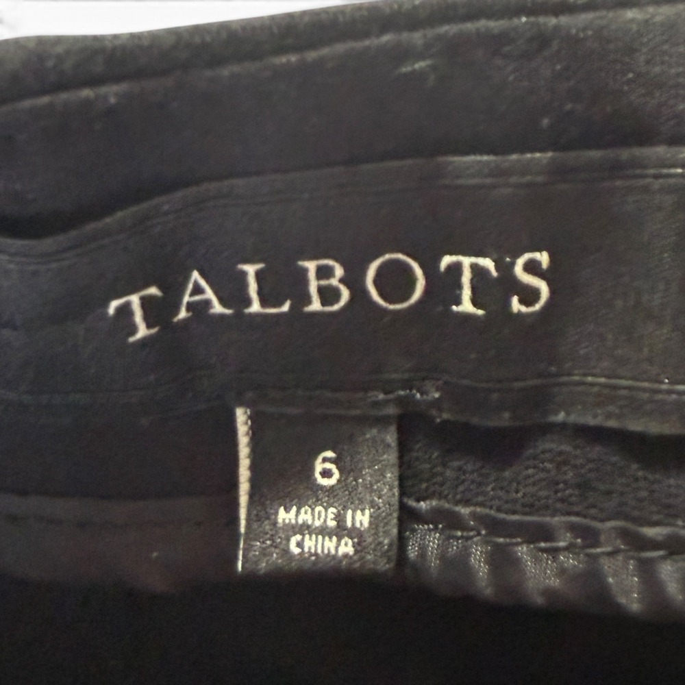 Talbots Lambskin Leather Pencil Skirt Black Womens 6 Mixed Media Stretch Career - Picture 5 of 8